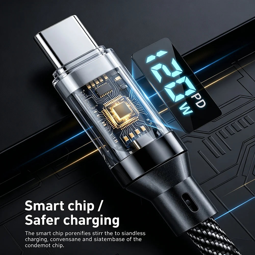 NNBILI USB to Type C Cable 120W Fast Charging Charger USB Type C to USB C Display Cord For Xiaomi POCO Huawei Macbook Honor 1/2m