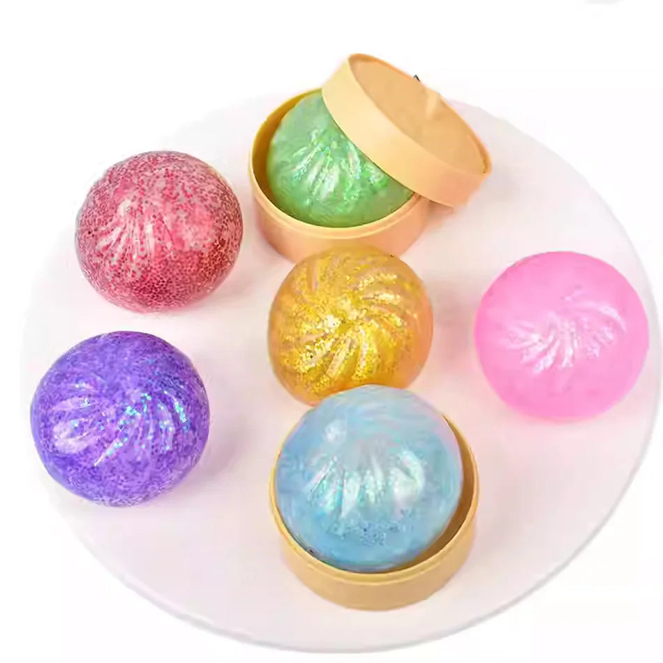 Glitter dumpling squishies Glitter Dumpling Squishy with Box Dumplings Sensory Dumpling Pressure Toy for Stress Relief