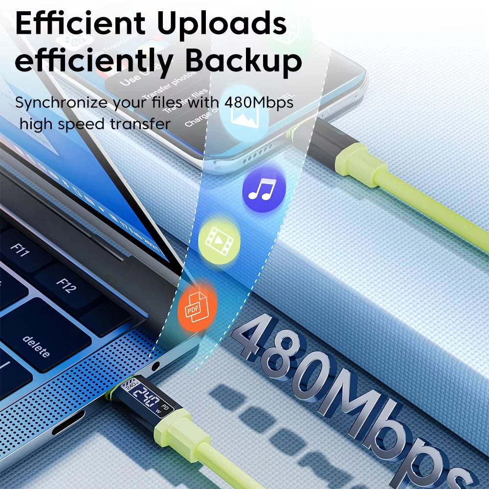 NNBILI 1/3Pcs 240W Type C Cable Fast Charging Phone Charger Data Cord For iPhone 18 17 Huawei Type C to USB C Quick Charge Wire