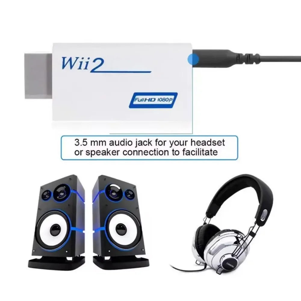 Full HD HDMI-Compatible Adapter For Wii Console Converter with 3.5mm Jack Audio Video Cable 720P For PC HDTV Monitor Display