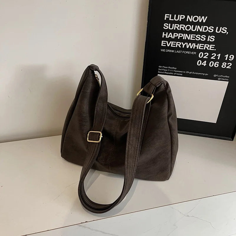 Women's Soft PU Leather Tote Bag – Simple Large-Capacity Shoulder Handbag