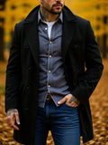 Men's Double-Breasted Wool Overcoat – Warm Thick Winter Coat with Stand Collar