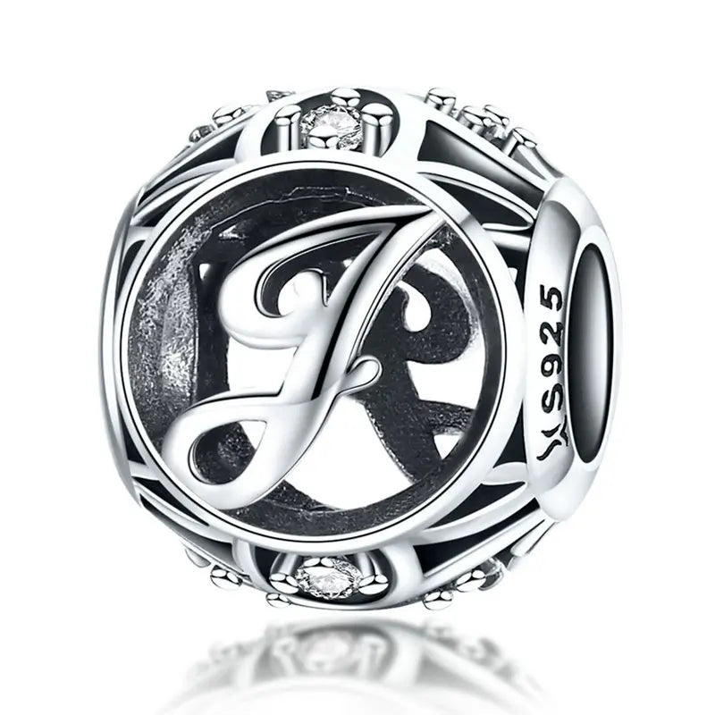 925 Sterling Silver Alphabet Charms A–Z – Letter Beads for DIY Bracelets