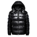 Men's Black Waterproof Short Puffer Jacket – Lightweight Glossy Winter Coat