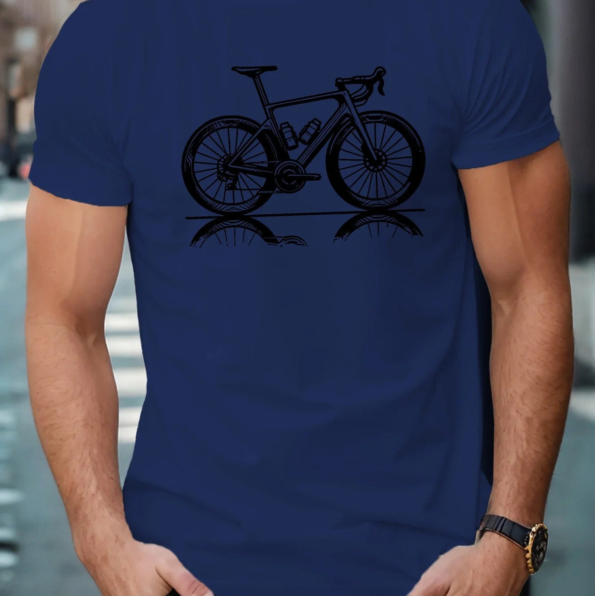 Men's 100% Cotton Cycling Graphic T-Shirt – Loose-Fit Short Sleeve Crew Neck Tee