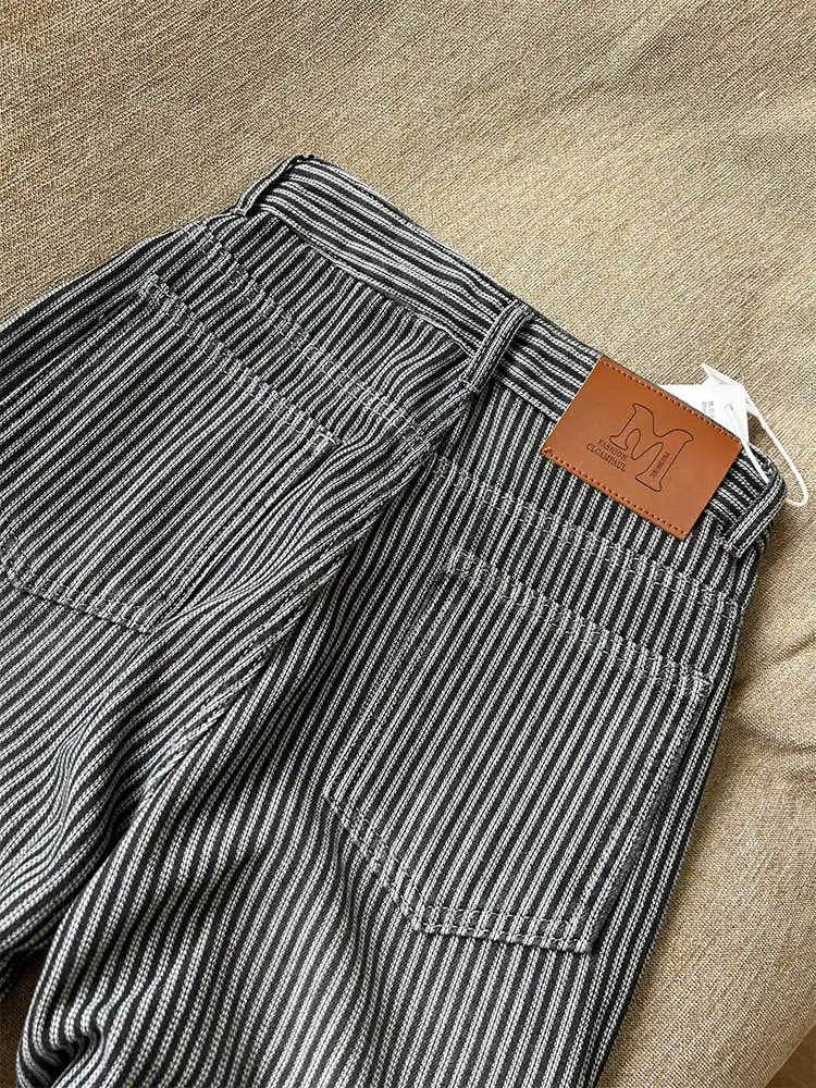 Winter Women's Korean Designer Striped Velvet Denim Pants Y2K 2000s Warm Vintage Baggy Jean Japanese Harajuku Jeans New In