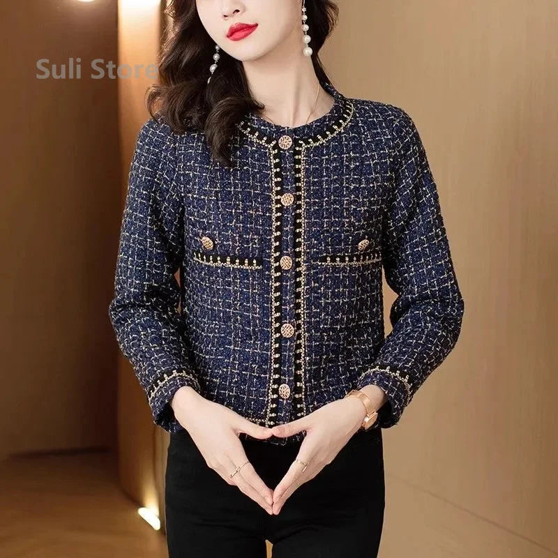 Women, Fashionable Long Sleeved Small Fragrant Style Jacket  Autumn Winter Female New Niche Lace Top, Slimming Short Jacket