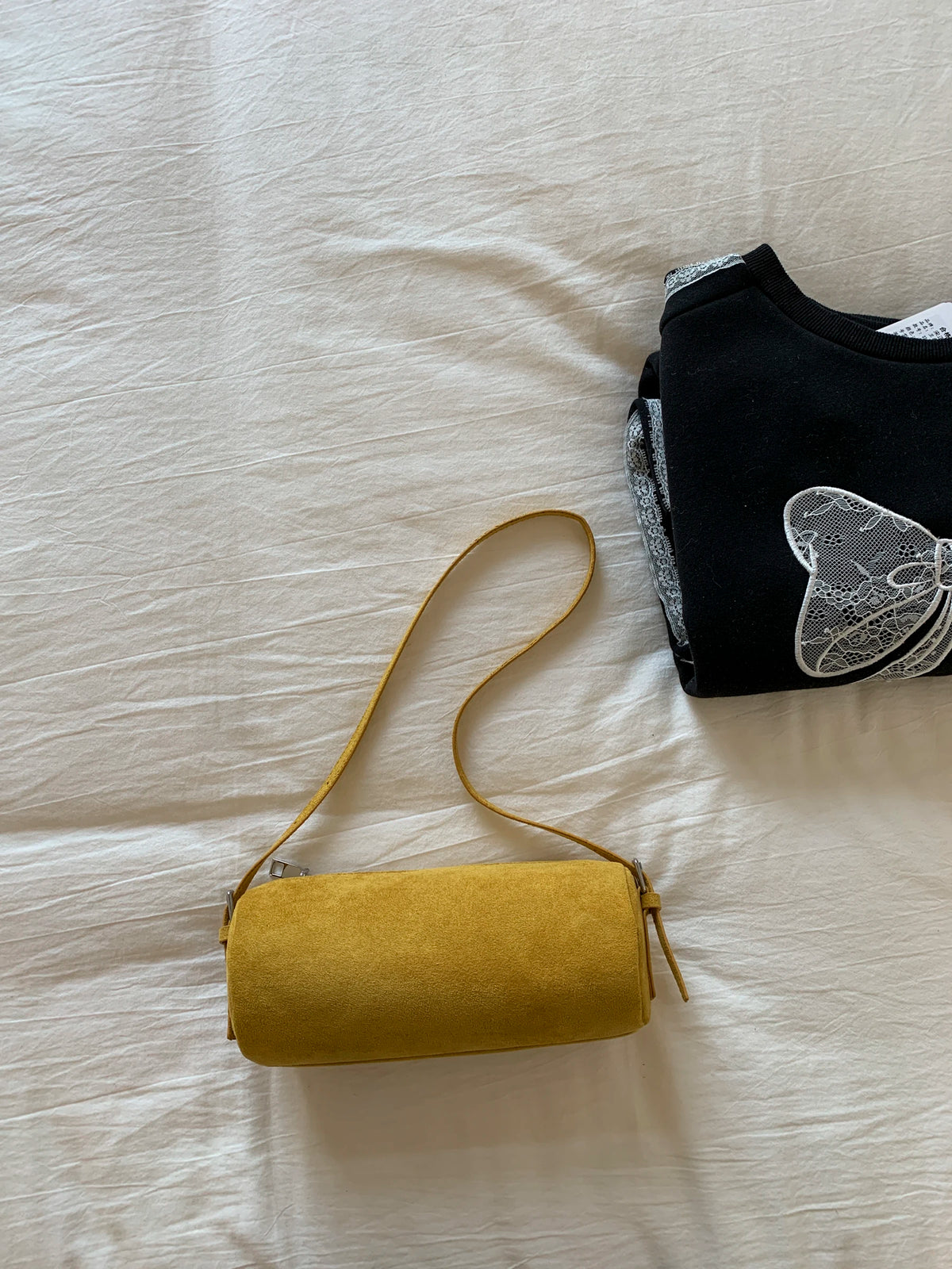 Solid Color Suede Frosted Cylindrical Bag Fashion Large Capacity Women Shoulder Bags Trendy Commuting Shopping Crossbody Pack