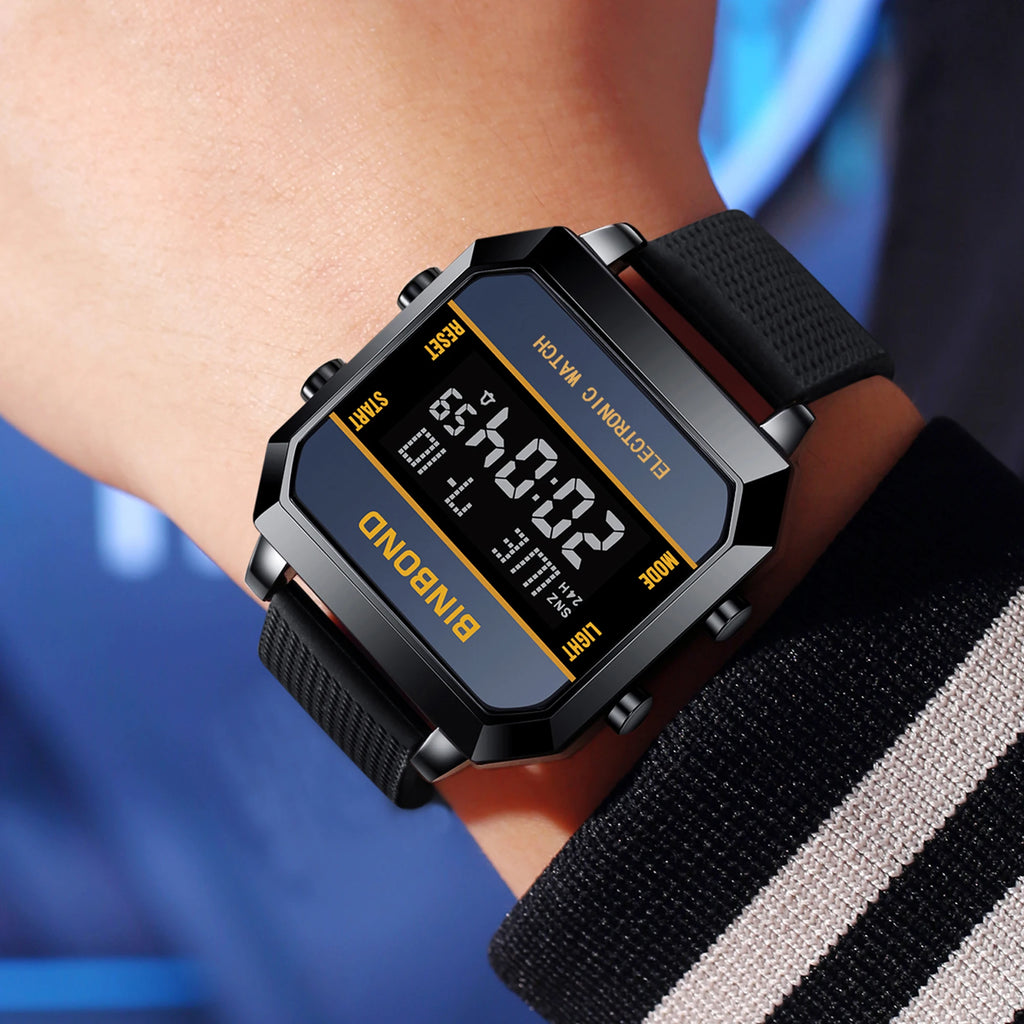 BINBOND Electronic Watch For Men Sports Wristwatch With Electronic Movement LED High-definition Waterproof Luminous Reloj