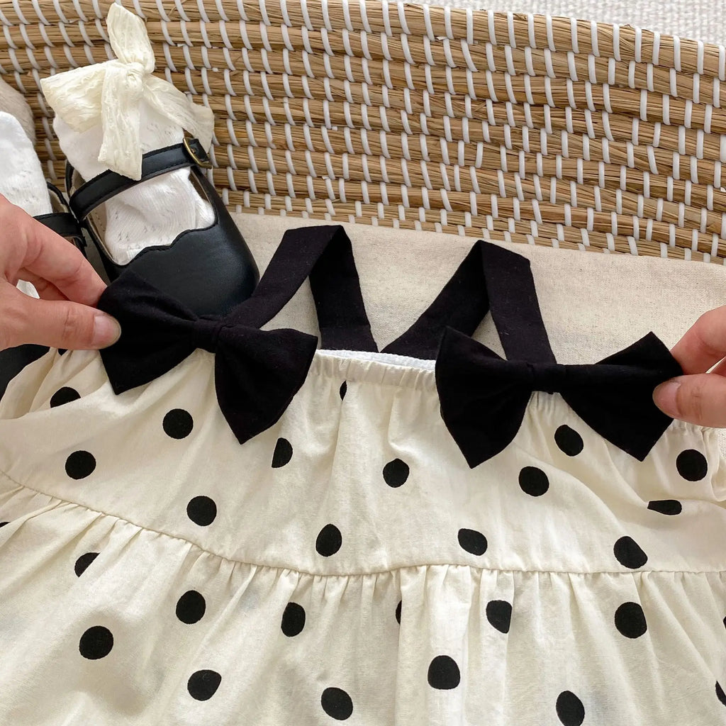 Summer Baby Girl Clothes Cute Bow Tie Baby Infant Clothes Dot Princess Romper Dress Summer Clothing