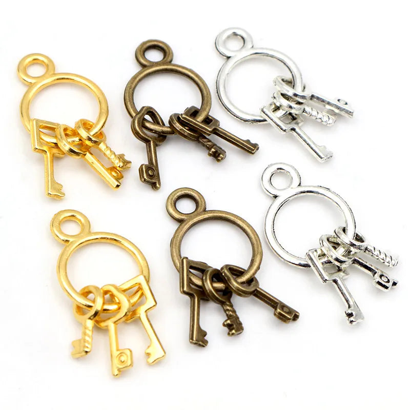10-Piece Vintage Keychain Charms – Antique Silver & Gold-Tone DIY Pendants for Jewelry Making