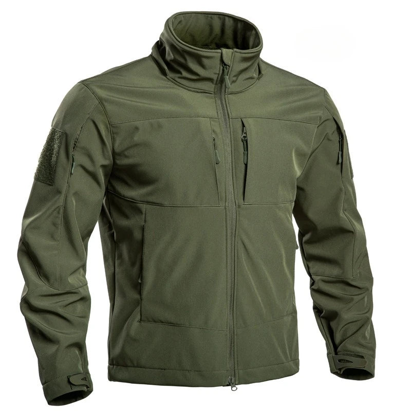 Men's Tactical Softshell Jacket – Fleece-Lined Winter Coat with Detachable Hood