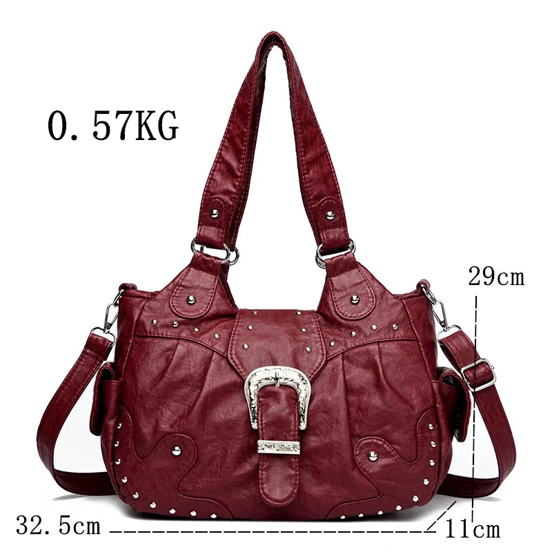 Women's Vintage Soft Leather Handbag – Large-Capacity Shoulder and Crossbody Bag