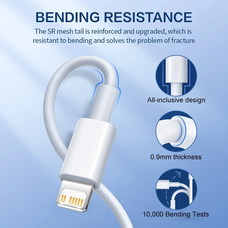1-5Pcs 30W Fast Charging USB Cables For iPhone 13 11 12 14 Pro XS Max X XR 7 8 Plus SE Original Data Cable PD Quick Charger Cord