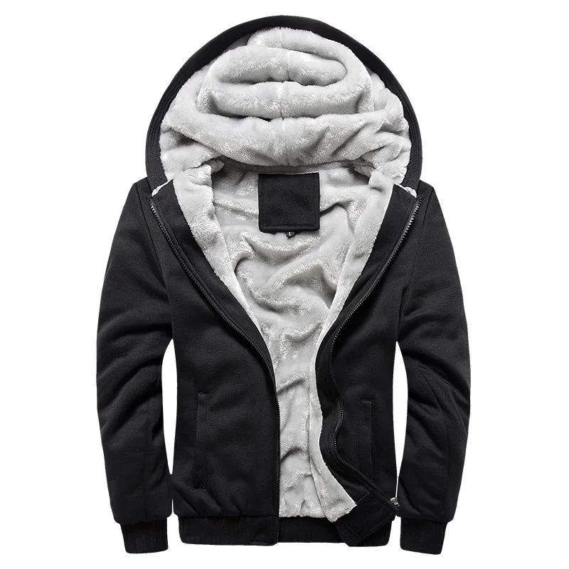 Men's Fleece-Lined Zip-Up Hoodie – Thick Warm Winter Sweatshirt Jacket, Sizes M–5XL