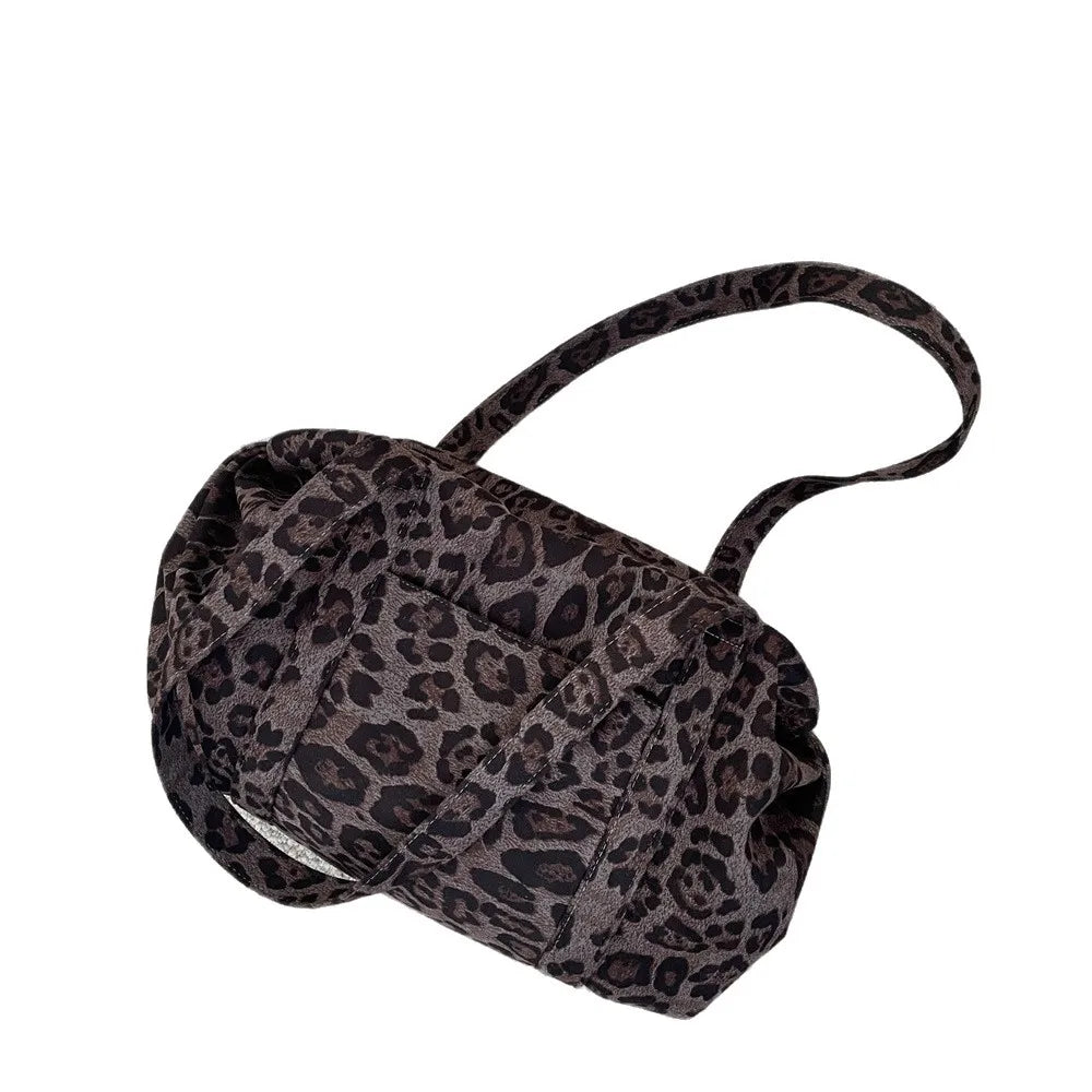 Women Suede Leopard Print Tote Bag Lazy Style Large Capacity Mommy Bag Versatile Daily Outdoor Shoulder Handbag
