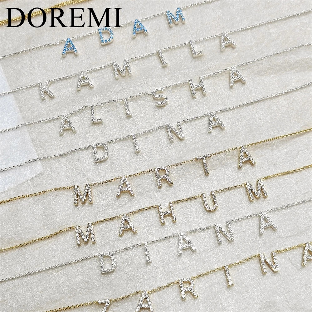 Personalized Name Necklace with Crystal Letter & Birthstone Charms