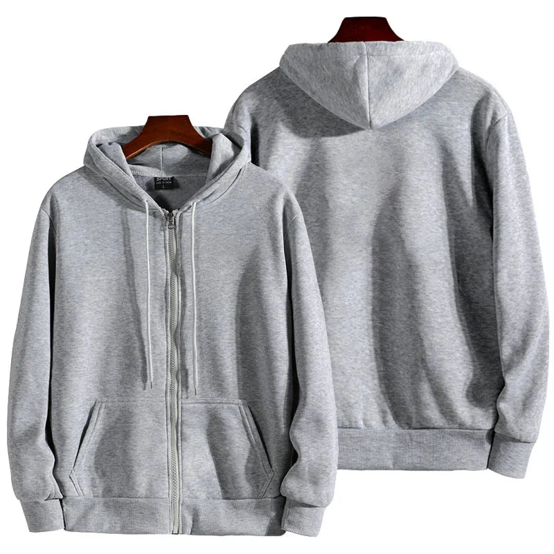Unisex Zip-Up Hoodie – Long Sleeve Casual Sweatshirt for Autumn and Winter