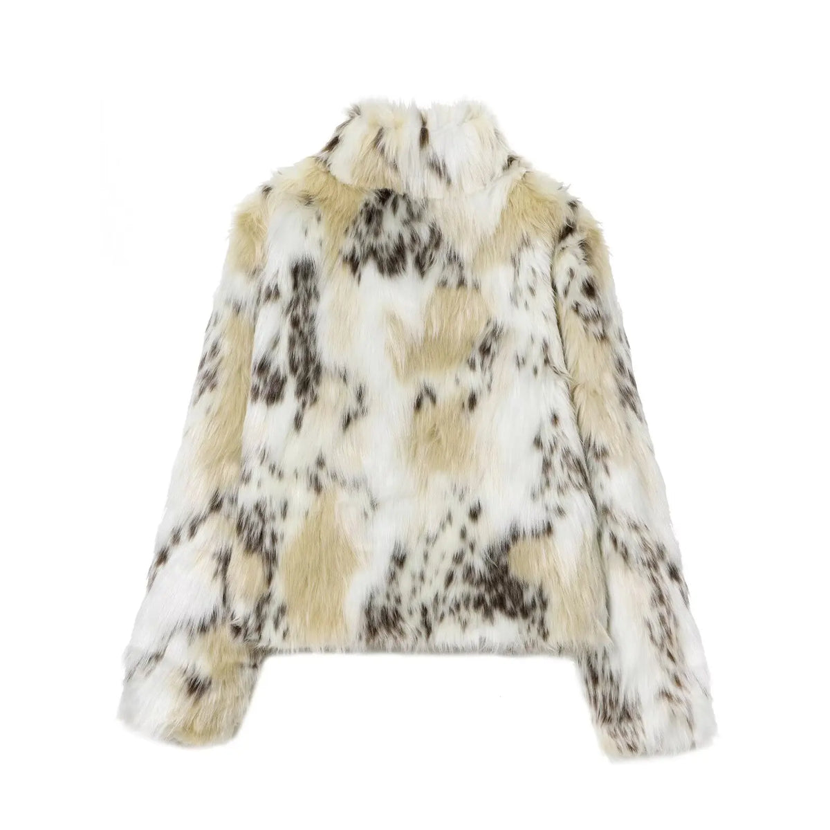 KONDALA Casual Leopard Faux Fur Jackets Women Long Sleeve Buttons Loose Jackets Fashion 2025 Autumn Winter Thick Warm Outwears