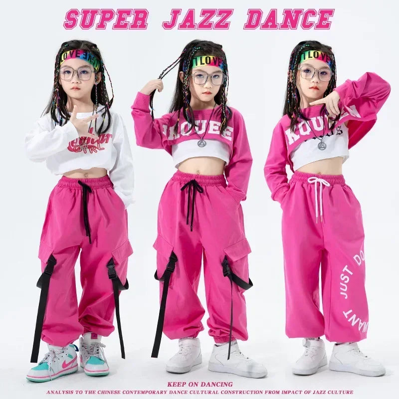 Girls Jazz Dance Performance Dress Girls Hip-hop Suit Cool Belly Button Exposed Clothing Children's Hip-hop Fashion Clothes