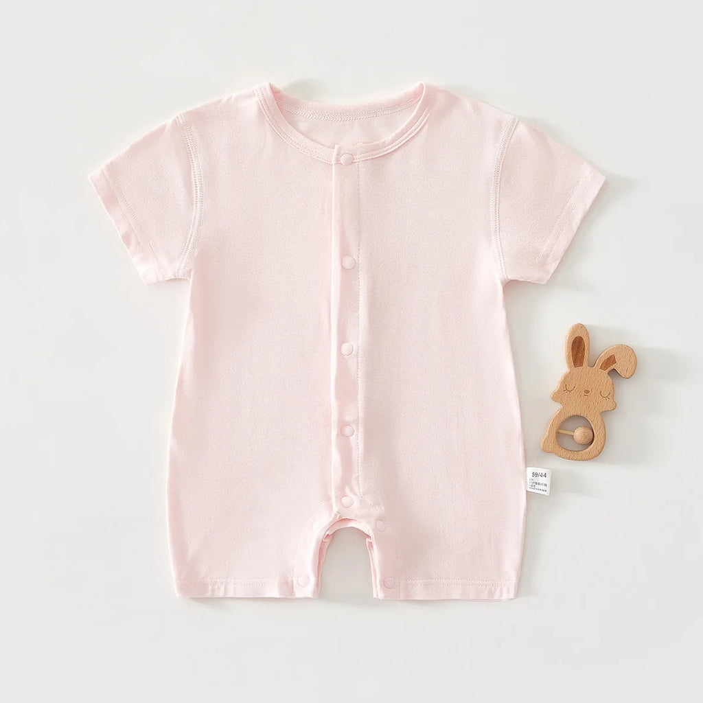 Baby Boneless Short Sleeved Jumpsuit Summer Baby Crawling Suit Newborn Clothes Cool and Breathable Pure Cotton Clothing 0-1 Year