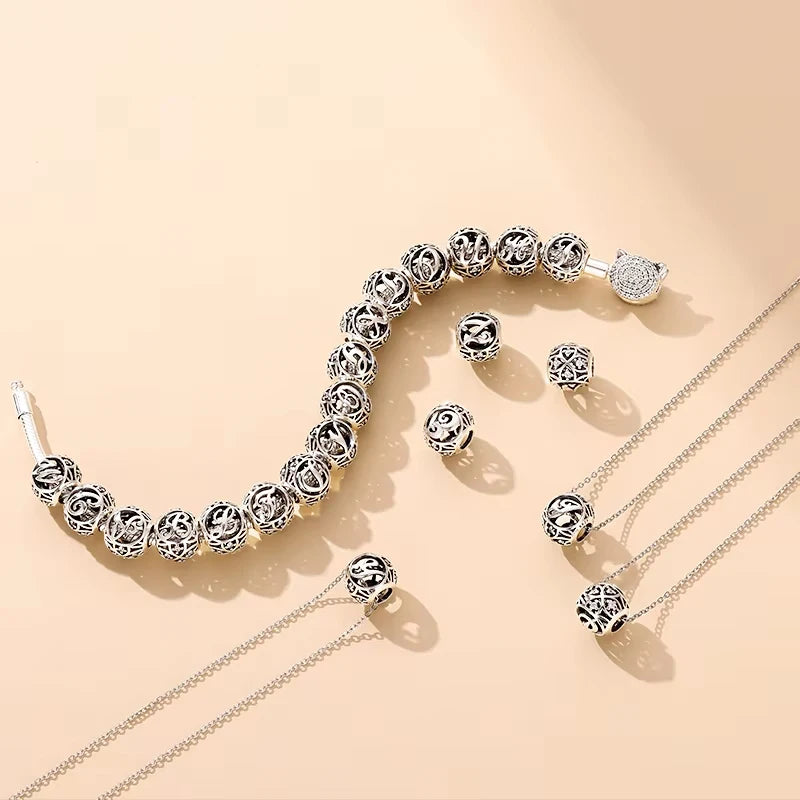 925 Sterling Silver Alphabet Charms A–Z – Letter Beads for DIY Bracelets