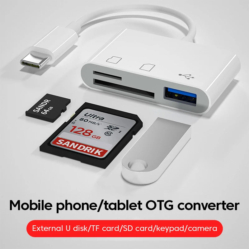 Crouch 3 in 1 OTG USB Type C Adapter Cable TF CF SD Memory Card Reader Writer Compact Flash For Huawei Macbook Samsung Xiaomi