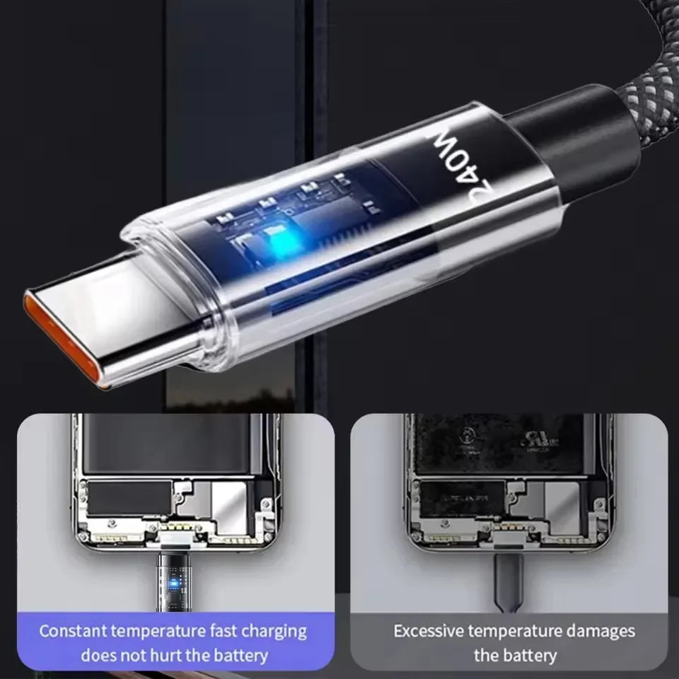 240W Dual Charging Line Type-C USB C To Type C Cable Fast Charging Nylon Braided TypeC Data Cord for Samsung Huawei Mi Laptop