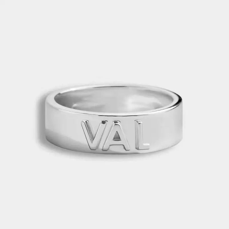 Personalized Name Ring – Custom Initial Gold-Tone Stainless Steel Ring for Couples