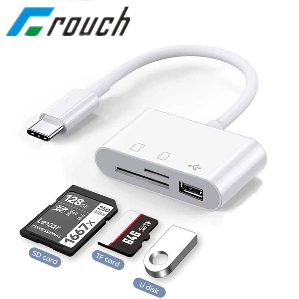 Crouch 3 in 1 OTG USB Type C Adapter Cable TF CF SD Memory Card Reader Writer Compact Flash For Huawei Macbook Samsung Xiaomi