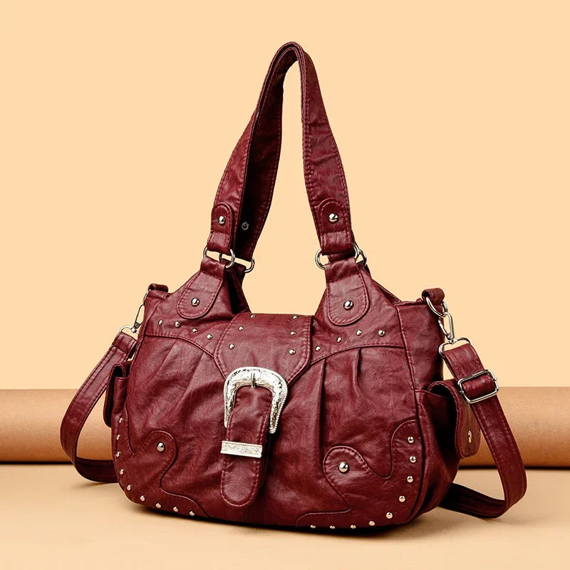 Women's Vintage Soft Leather Handbag – Large-Capacity Shoulder and Crossbody Bag
