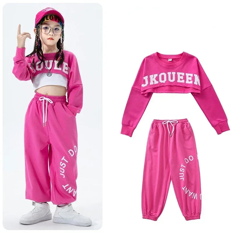 Girls Jazz Dance Performance Dress Girls Hip-hop Suit Cool Belly Button Exposed Clothing Children's Hip-hop Fashion Clothes