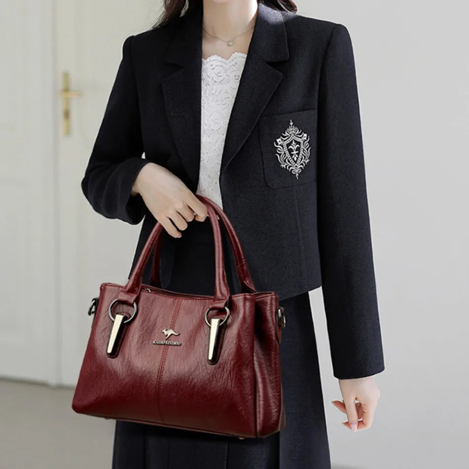 Women's Soft Leather Crossbody Bag – Luxury-Style Large-Capacity Handbag
