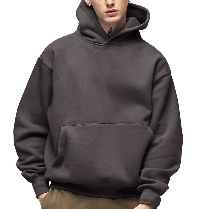 Men's 500 GSM Heavyweight Hoodie – Thick Cotton Pullover Sweatshirt with Custom Logo