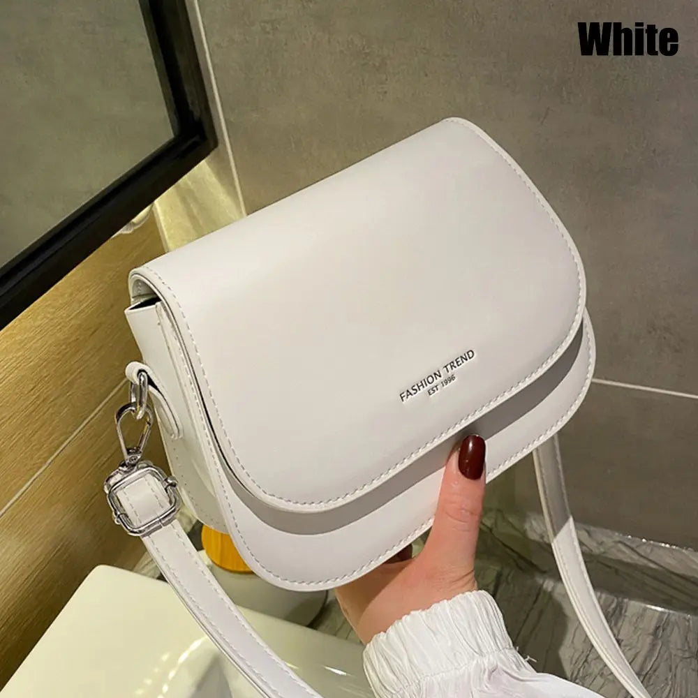 Women PU Leather Simple Saddle Shoulder Bag Handbags Crossbody Bag Flap Messenger Bag