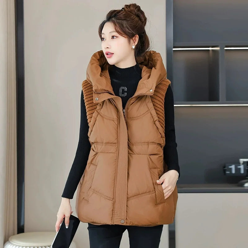 Women’s Hooded Puffer Vest – Warm Sleeveless Padded Jacket