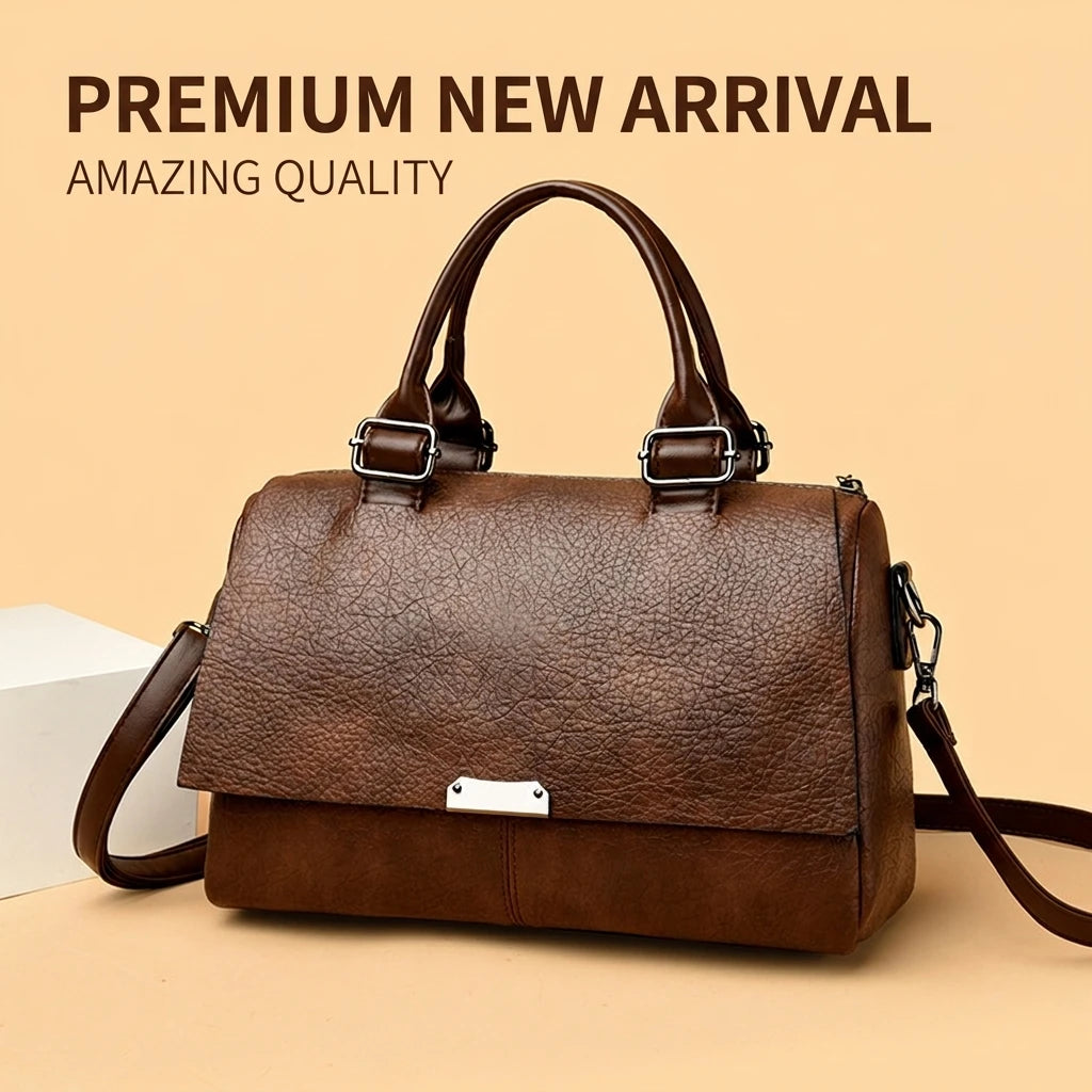 Handbag for Women Vintage Soft PU Leather Shoulder Bag Retro Medium Crossbody Satchel