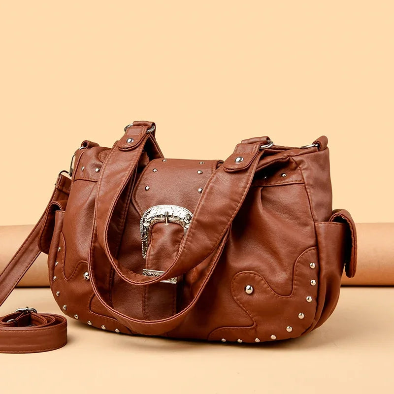 Women's Vintage Soft Leather Handbag – Large-Capacity Shoulder and Crossbody Bag