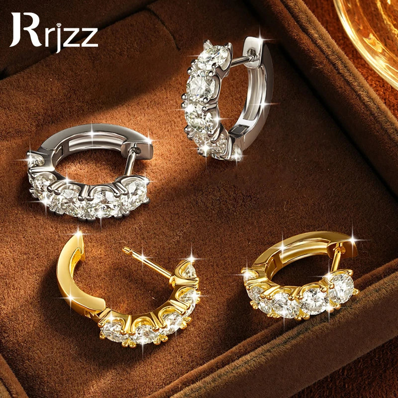 4mm Moissanite Hoop Earrings for Women – D-Color Round-Cut Huggie Earrings
