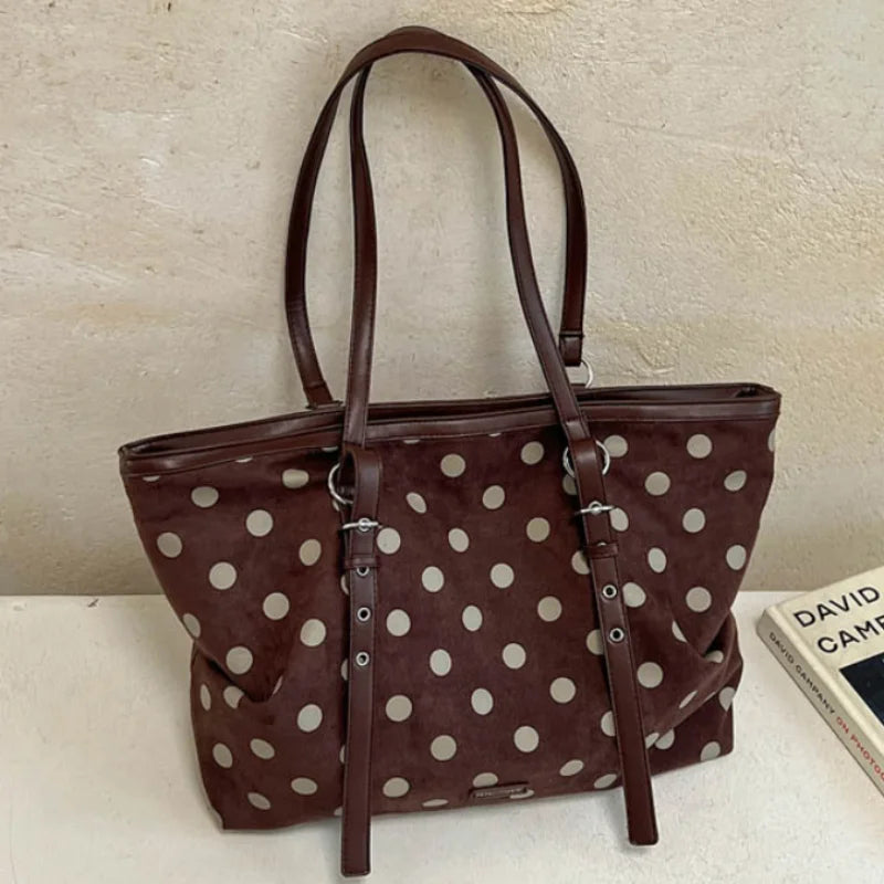Korean Large Capacity Tote Bag Women Suede Shoulder Crossbody Bag Belt Buckle Design Minimalist Solid Color Zipper Underarm Bag