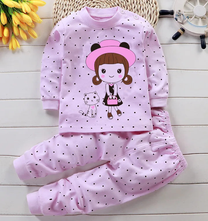 Autumn Sleepwear Pajamas For Girls Boys Long Sleeve Tops+Pants Suits Fashion Home Clothing Baby Kid Sleep Costume