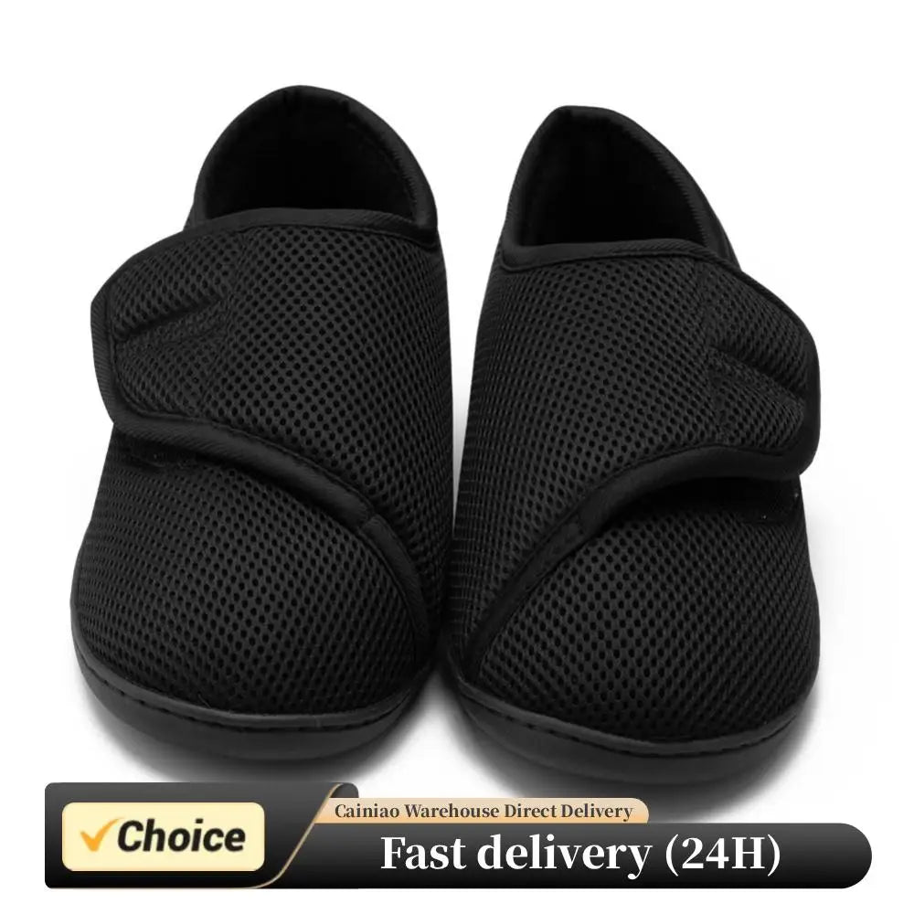 Unisex Diabetic Shoes Wide Walking Shoes Plush Lining Lightweight Edema Sneakers Hook and Loop Sneakers for Plantar Fasciitis