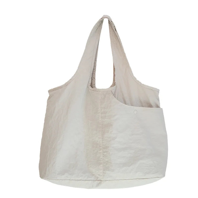2026 SS K-Fashion Premium Solid Canvas Tote Large Capacity Shoulder Crossbody Work Commuter Handbag Women