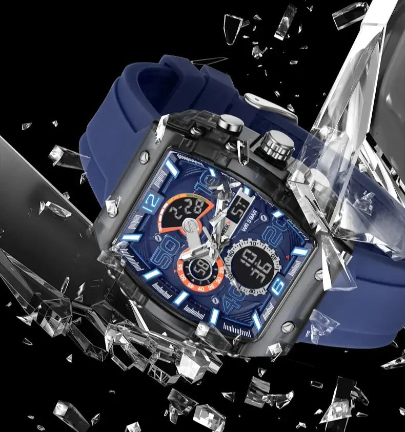 SMAEL Brand 8109 New electronic watch fashion square dual display waterproof luminous Multi-color For Men
