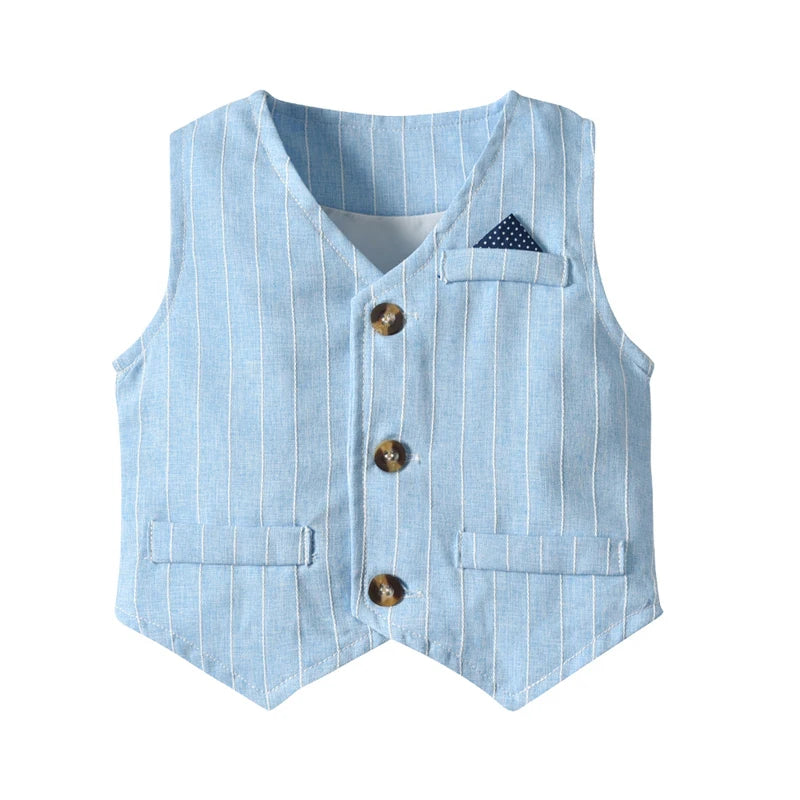 Boys Suits Blazers Clothes Suits For Wedding Formal Party Striped Baby Vest Shirt Pants Kids Boy Outerwear Clothing Set