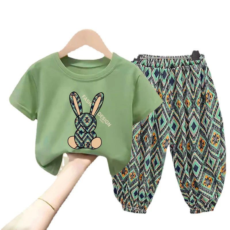 Children Clothing Sets Boys Girls 2023 Summer Mother Kids Clothes Cotton T-shirt Short Sleeves Trousers 2pcs Suit Baby Clothes
