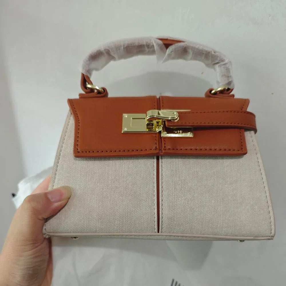 Women's Trapezoid Leather Handbag – Elegant Top-Handle Shoulder Bag