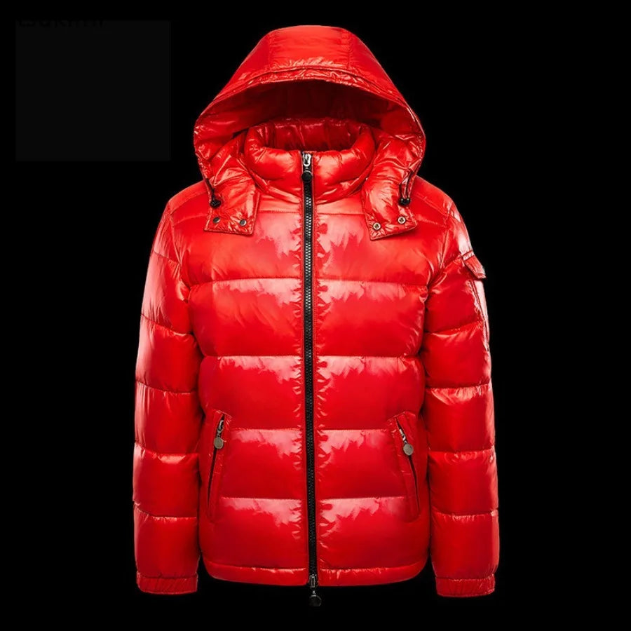 Men's Black Waterproof Short Puffer Jacket – Lightweight Glossy Winter Coat