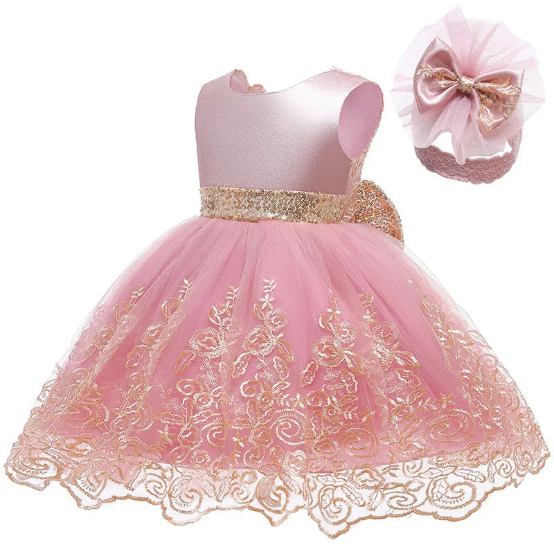 3 6 12 18 24 Months Lace Newborn Dress Summer Big Bow Fashion Little Princess Baby Dress Birthday Gifts New Children's Clothing