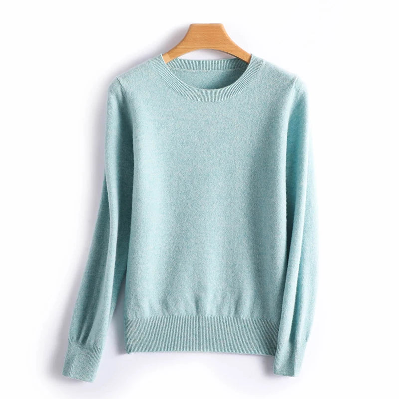 Women’s Crew Neck Knit Sweater – Soft Casual Pullover for Autumn & Winter